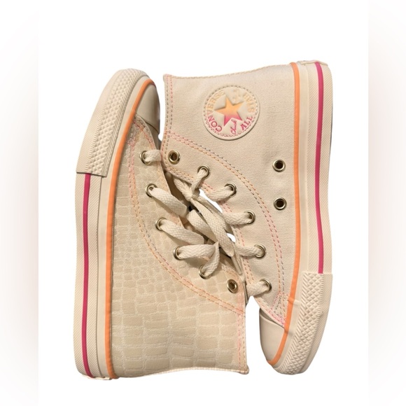 Converse Girls Chuck Taylor EVA Lift Hi Sneakers Ivory Size 13.5 Glazed - Picture 5 of 10